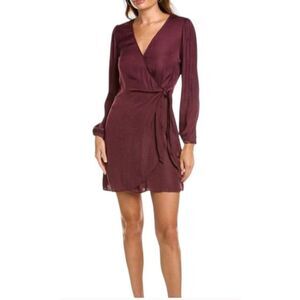 Socialite Satin Long Sleeve Wrap Mini Dress